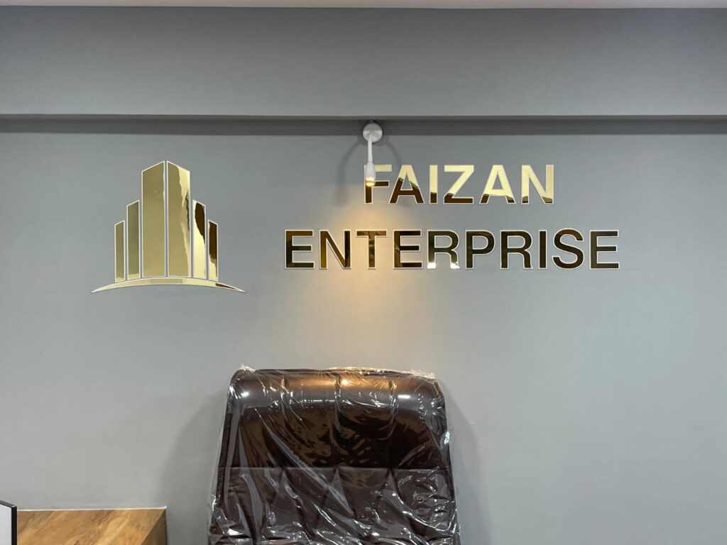 Gold 3D acrylic office reception sign Mumbai by Arrow Advertising