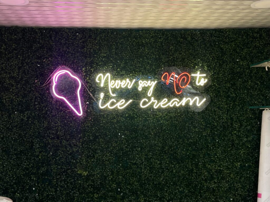 Custom neon wall art sign for ice cream shop Mumbai by Arrow Advertising