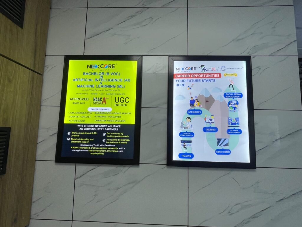 Backlit display boards for AI ML company Mumbai by Arrow Advertising